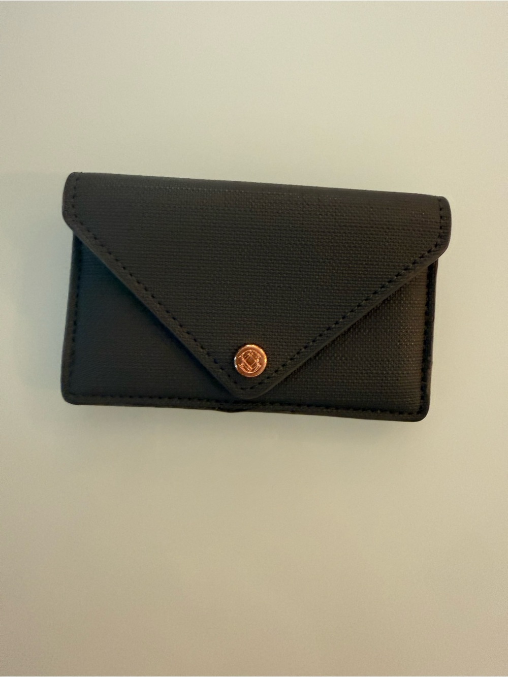 Dagne Dover Black Card Case with Gold Snap